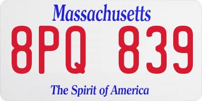MA license plate 8PQ839