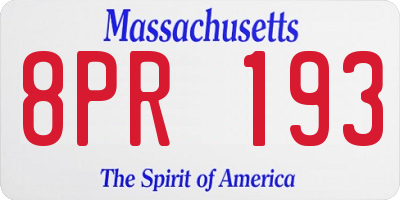 MA license plate 8PR193