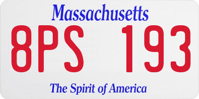 MA license plate 8PS193
