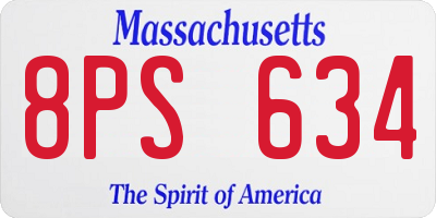 MA license plate 8PS634