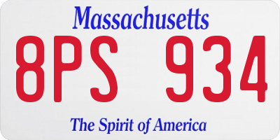 MA license plate 8PS934
