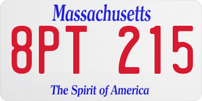 MA license plate 8PT215