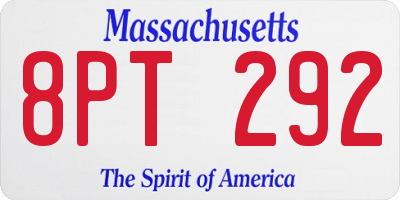 MA license plate 8PT292