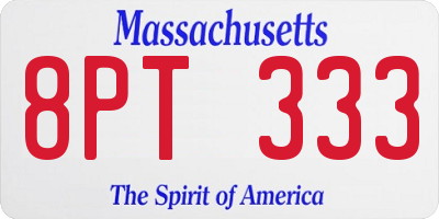 MA license plate 8PT333