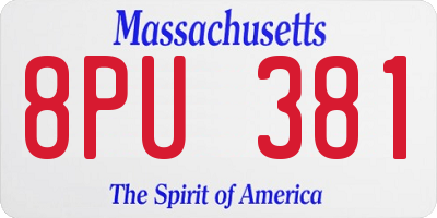 MA license plate 8PU381