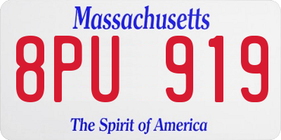 MA license plate 8PU919