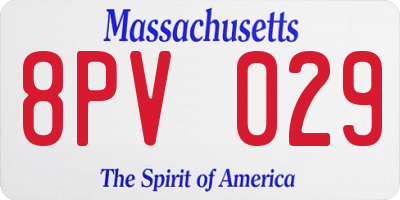 MA license plate 8PV029