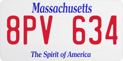 MA license plate 8PV634