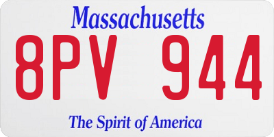 MA license plate 8PV944