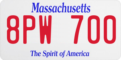 MA license plate 8PW700