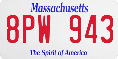 MA license plate 8PW943