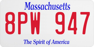 MA license plate 8PW947