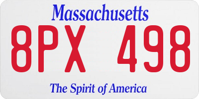 MA license plate 8PX498