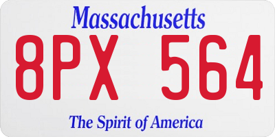 MA license plate 8PX564