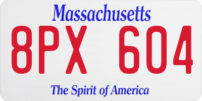 MA license plate 8PX604