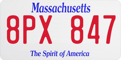 MA license plate 8PX847