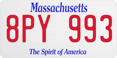 MA license plate 8PY993