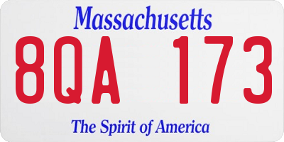 MA license plate 8QA173