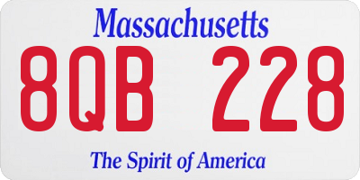 MA license plate 8QB228