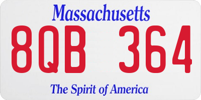 MA license plate 8QB364