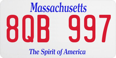 MA license plate 8QB997