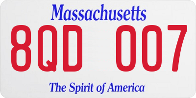 MA license plate 8QD007