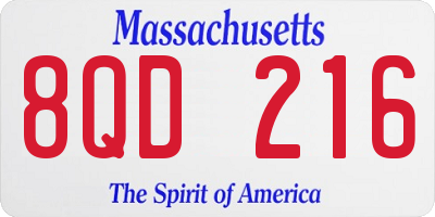 MA license plate 8QD216