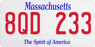MA license plate 8QD233