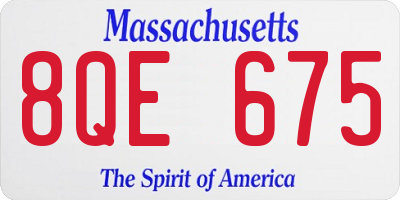 MA license plate 8QE675