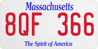 MA license plate 8QF366