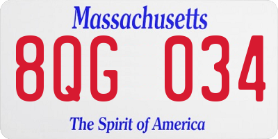 MA license plate 8QG034