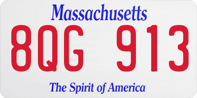 MA license plate 8QG913