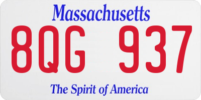MA license plate 8QG937