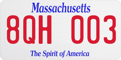 MA license plate 8QH003