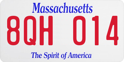 MA license plate 8QH014
