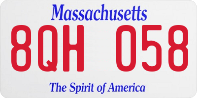MA license plate 8QH058