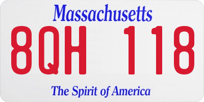 MA license plate 8QH118