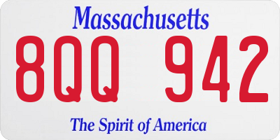MA license plate 8QQ942