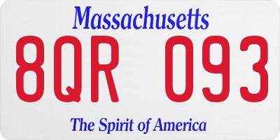 MA license plate 8QR093