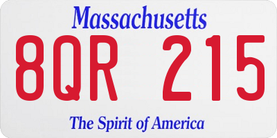 MA license plate 8QR215