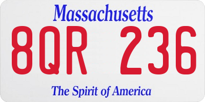 MA license plate 8QR236