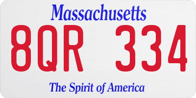 MA license plate 8QR334