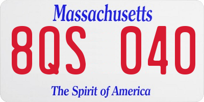 MA license plate 8QS040