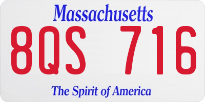 MA license plate 8QS716