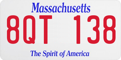 MA license plate 8QT138
