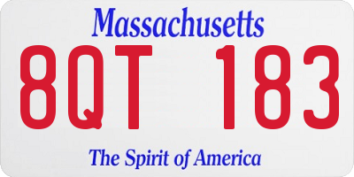 MA license plate 8QT183