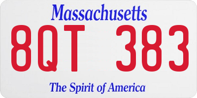 MA license plate 8QT383