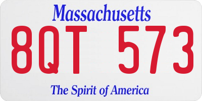 MA license plate 8QT573