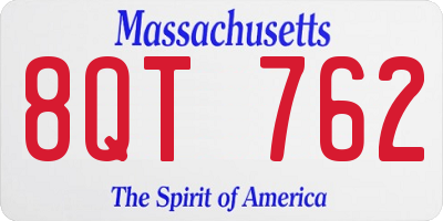 MA license plate 8QT762