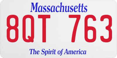 MA license plate 8QT763